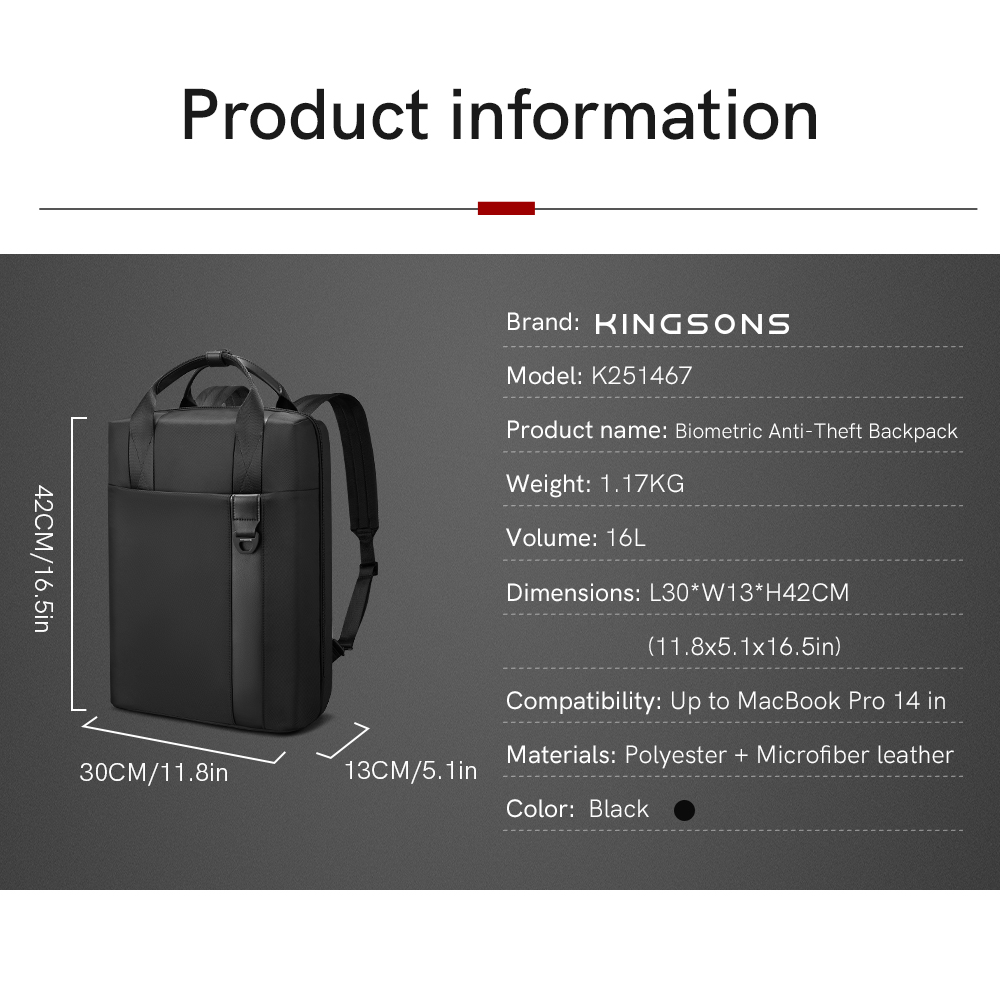 Zaino antifurto biometrico K251467
