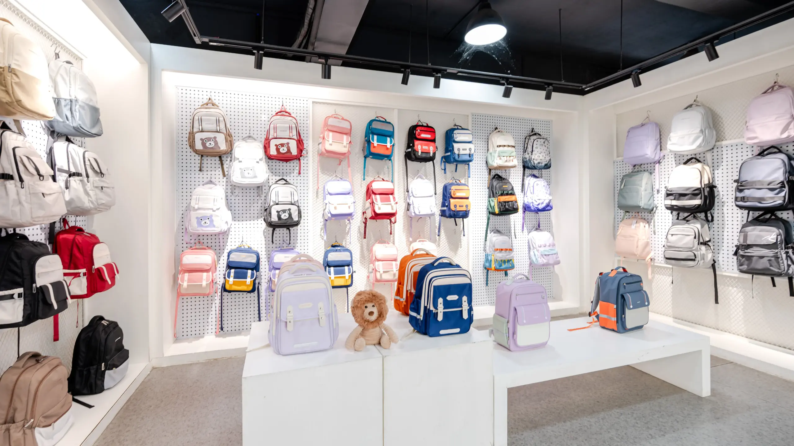 Range of colourful bags displayed for wholesale and retail buying