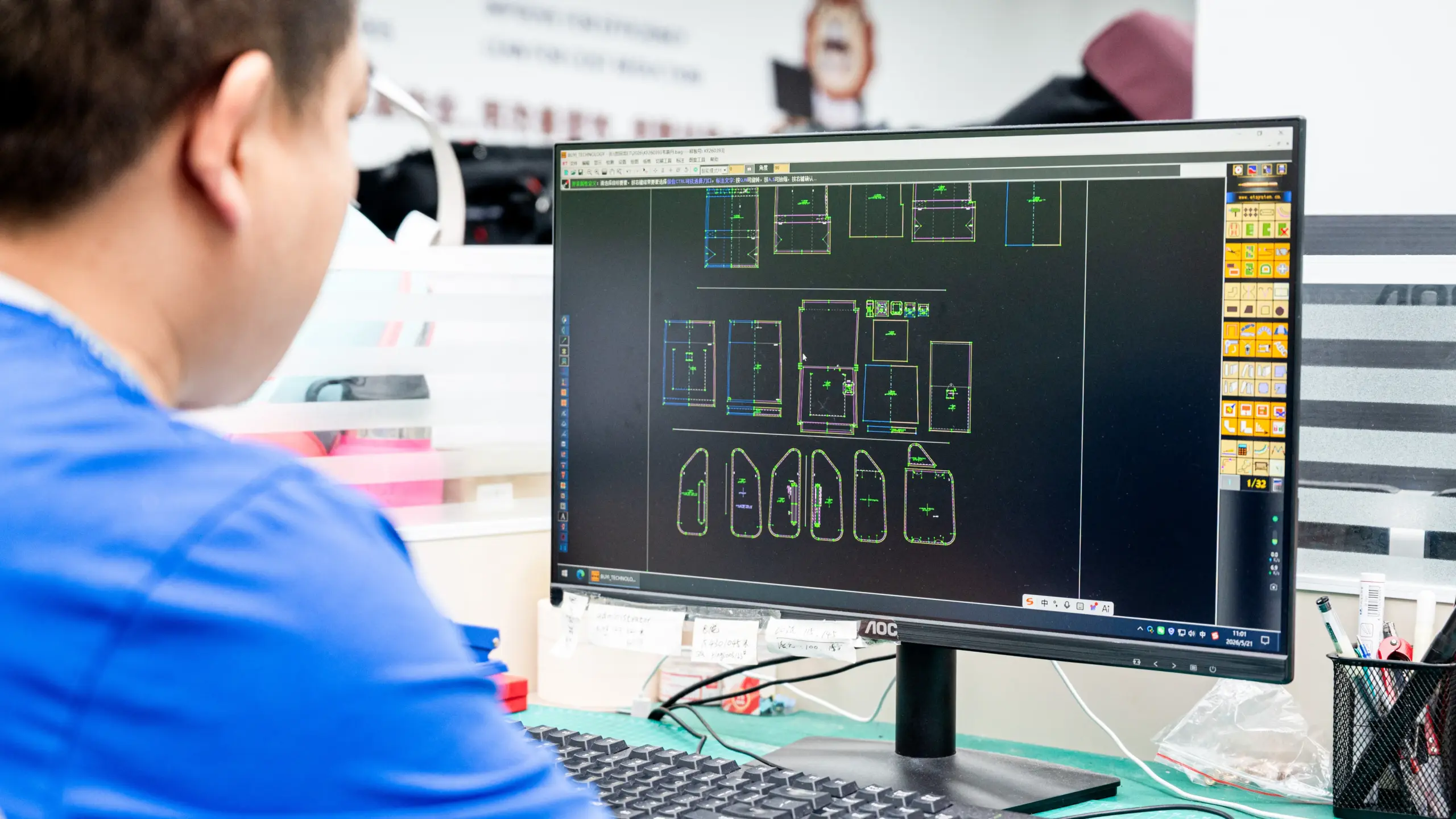 In-house design studio developing handbag concepts into production patterns