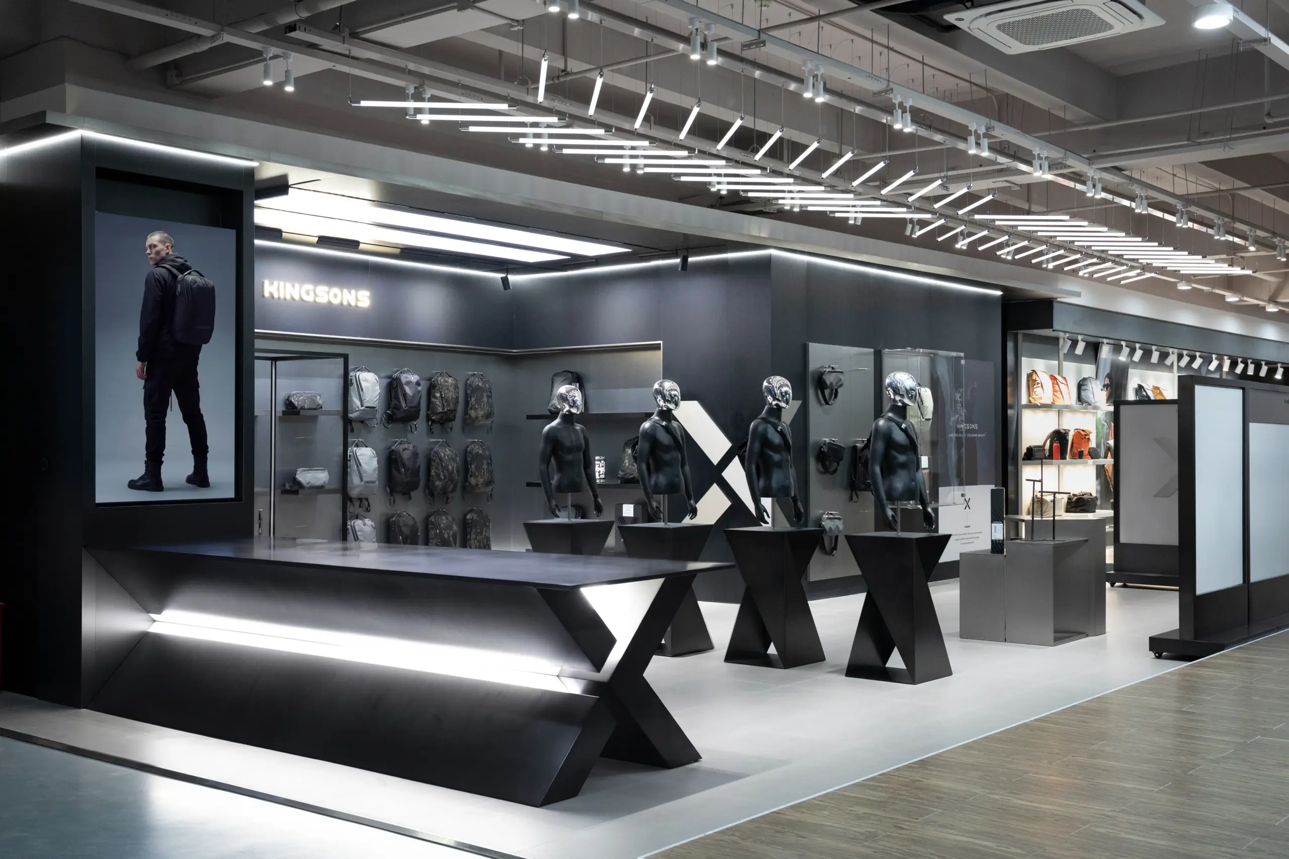 KINGSONS modern backpack retail store interior