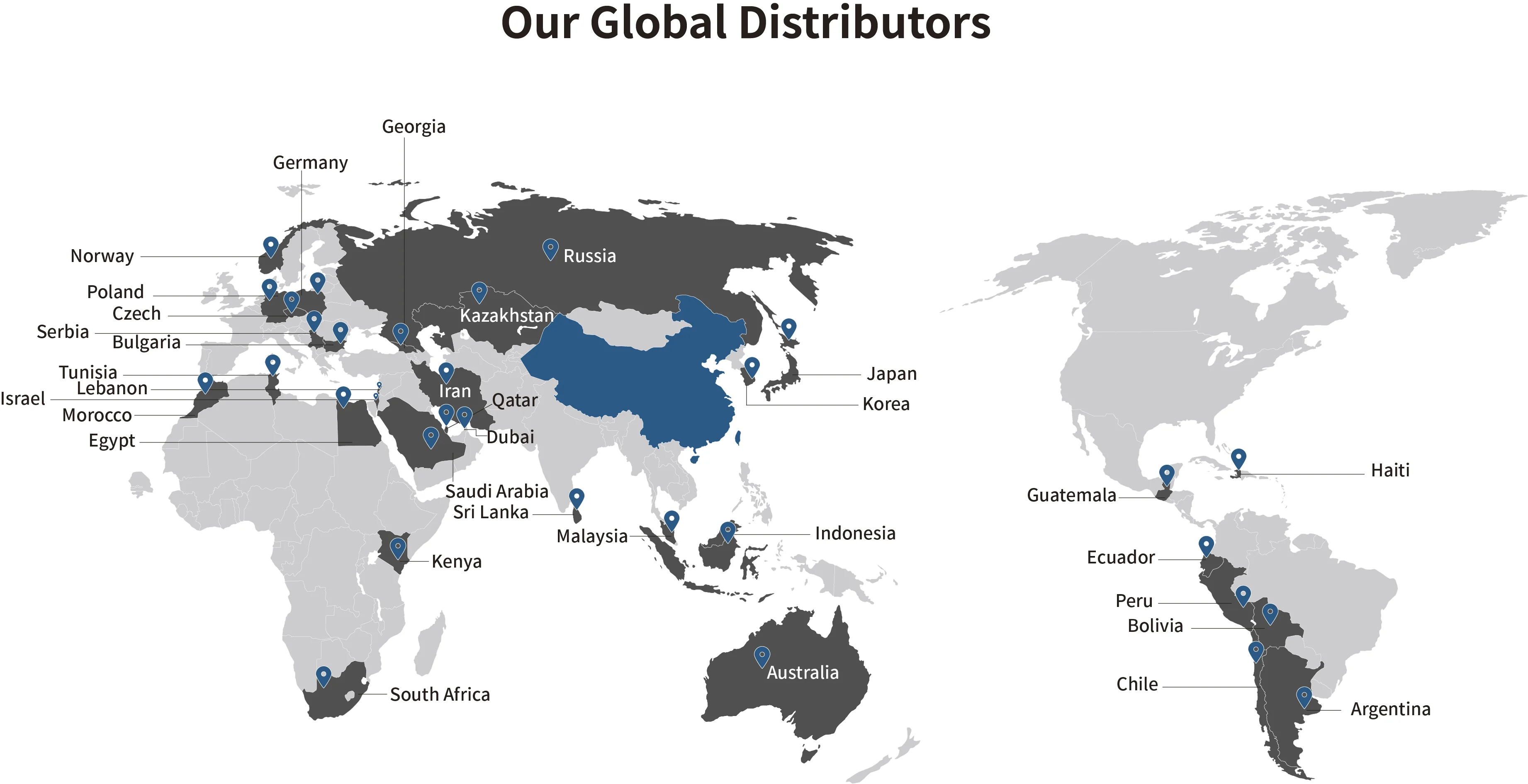 Karte der globalen Vertriebsabdeckung von Kingsons